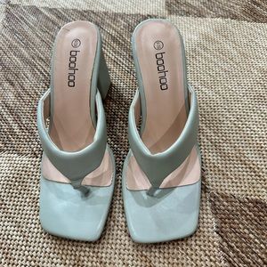 Light mint green block heel/sandals